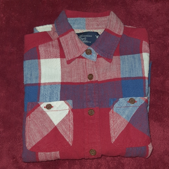 American Eagle Outfitters Women's Plaid 100% Cotton Long Sleeve Shirt Size 2 XS - Picture 12 of 13